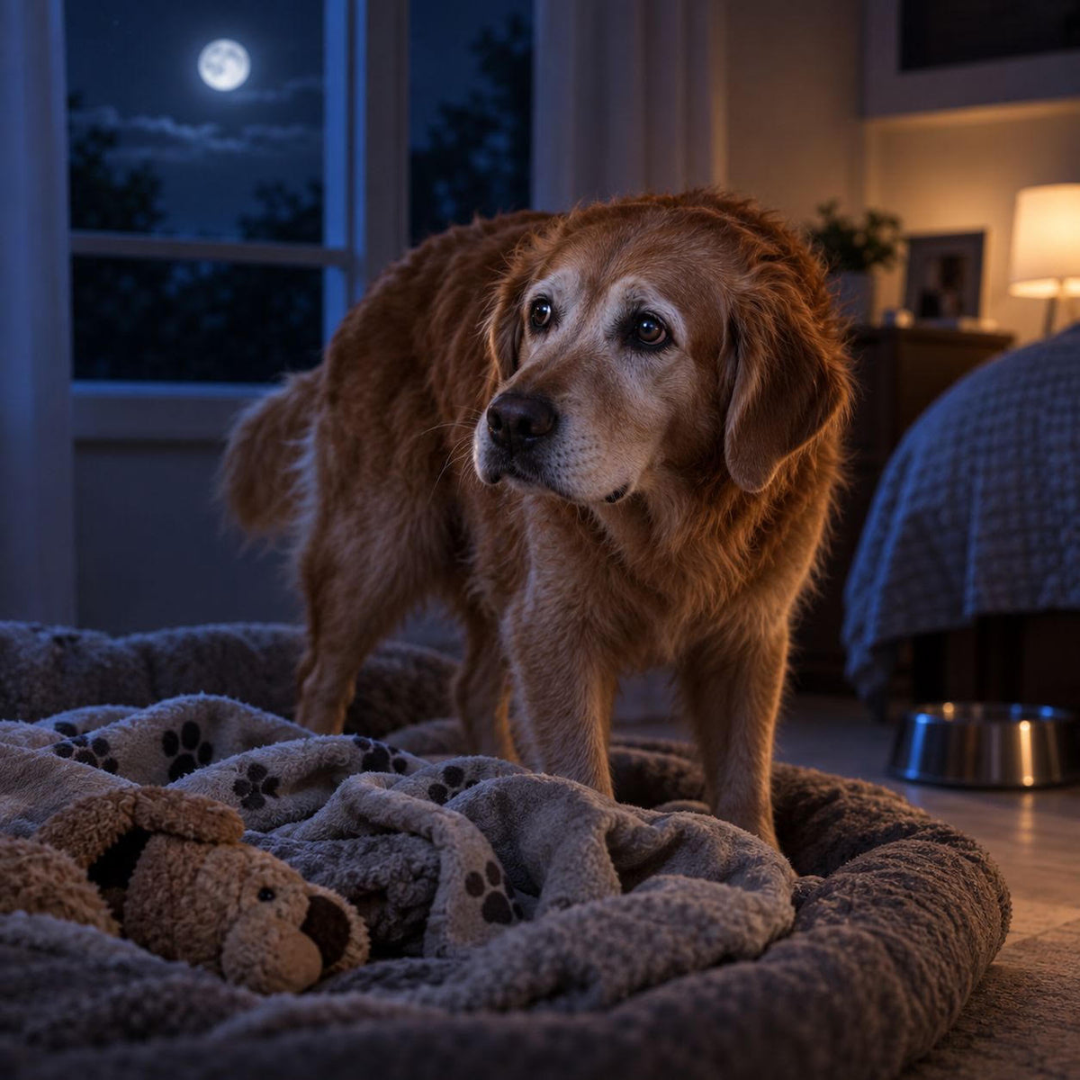 Porque é que o meu cão idoso não dorme bem à noite?