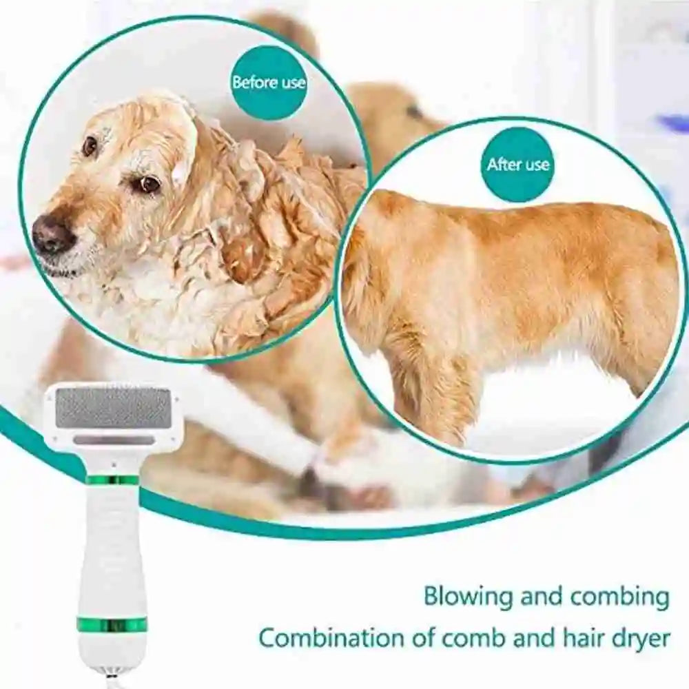 Escova Secadora 3 em 1 Silenciosa para Cão — Cuidado Suave e Sem Stress