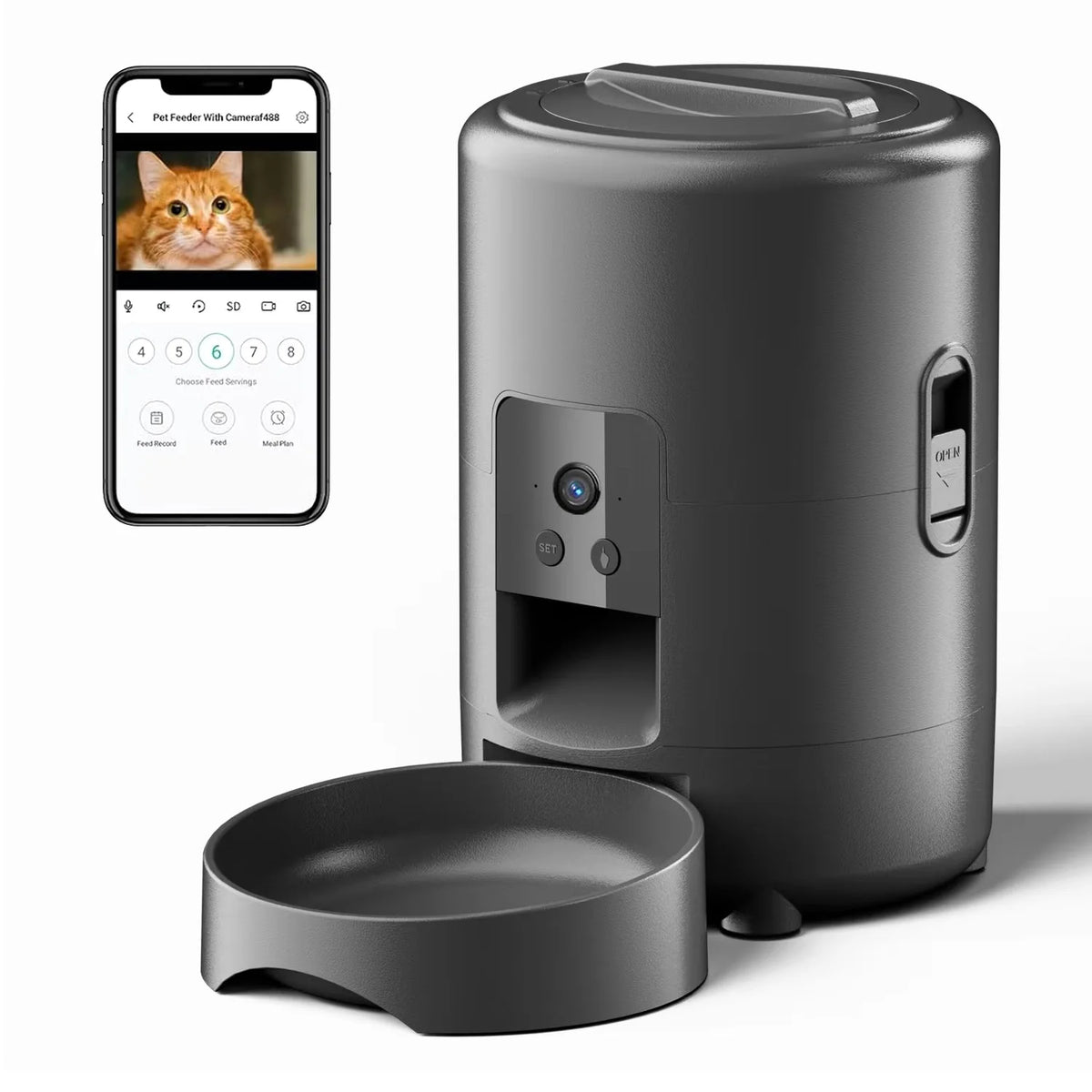 Papa Certa - comedouro automático com câmara WiFi para gatos e cães
