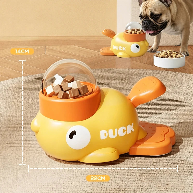 Pato Fominha - brinquedo interativo com dispensador de petiscos