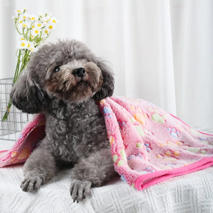 Cobertor Macio e Quentinho para Cão Idoso — Flanela Extra Suave com Estampado de Patas