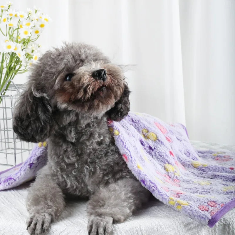Cobertor Macio e Quentinho para Cão Idoso — Flanela Extra Suave com Estampado de Patas