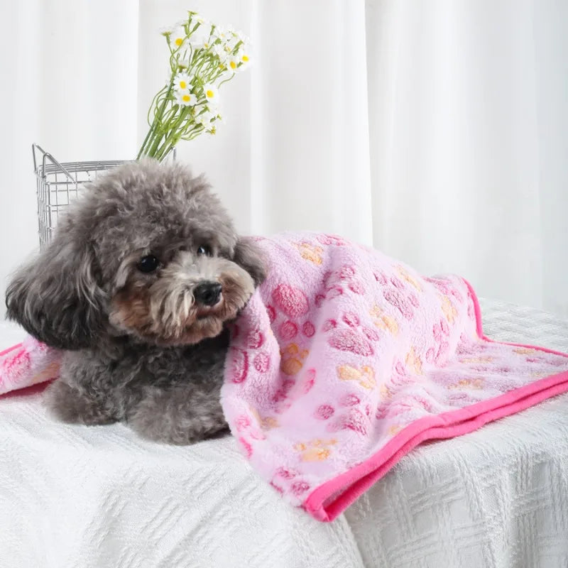 Cobertor Macio e Quentinho para Cão Idoso — Flanela Extra Suave com Estampado de Patas