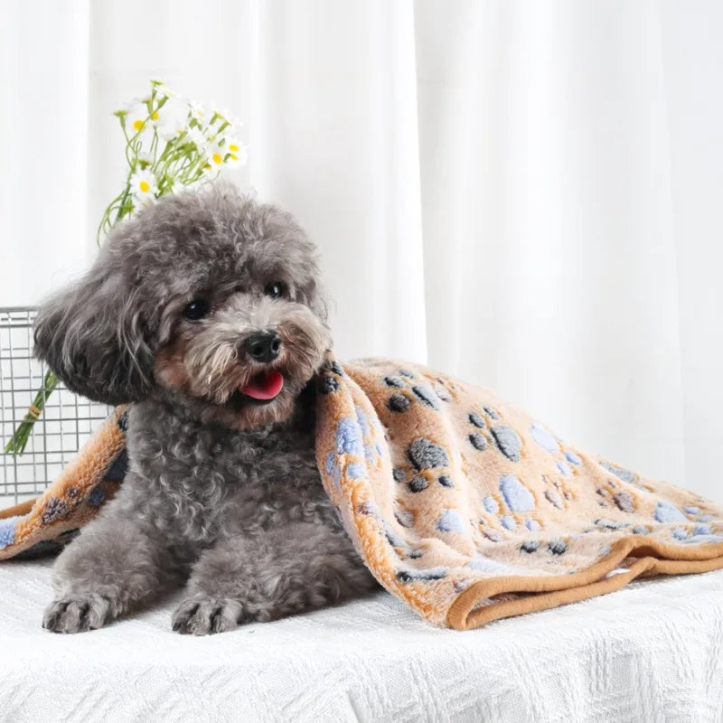 Cobertor Macio e Quentinho para Cão Idoso — Flanela Extra Suave com Estampado de Patas