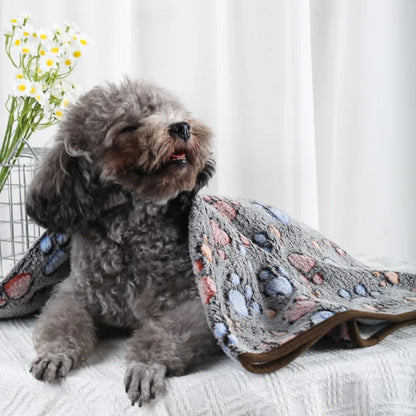 Cobertor Macio e Quentinho para Cão Idoso — Flanela Extra Suave com Estampado de Patas